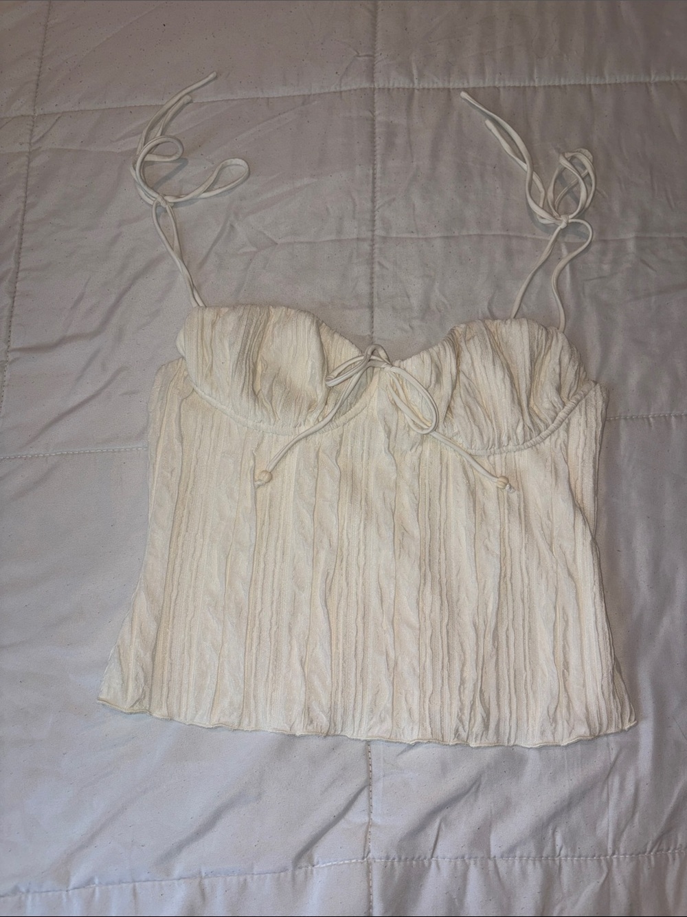 Cream Tie-Shoulder Bustier Camisole